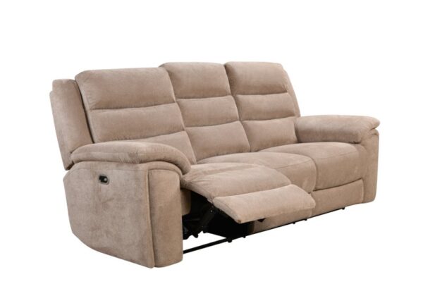 Reese Electric 3 Seater Recliner Sofa Biscuit Brown Fabric Upholstery to buy online UK and Ireland delivery or visit The Urban Company Newry