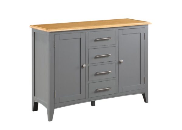 Rossmore Large Sideboard 4 Drawer Solid Oak in Slate Grey to buy online UK and Ireland delivery or visit Urban Home Newry