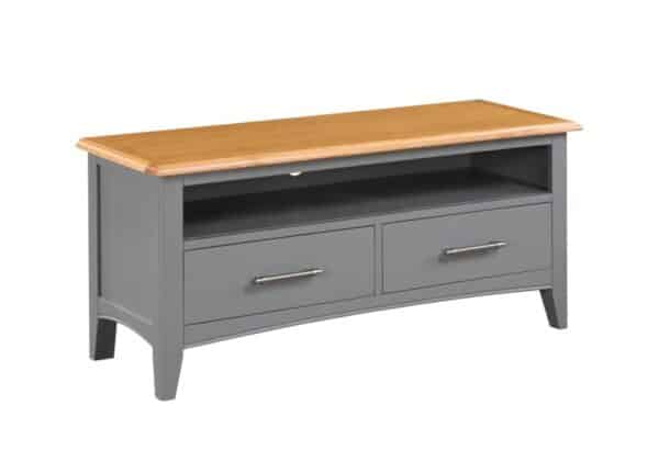 Rossmore Large TV Unit Solid Oak in Slate Grey to buy online UK and Ireland delivery or visit Urban Home Newry