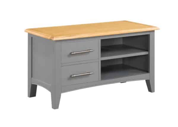 Rossmore Small TV Unit Solid Oak in Slate Grey to buy online UK and Ireland delivery or visit Urban Home Newry