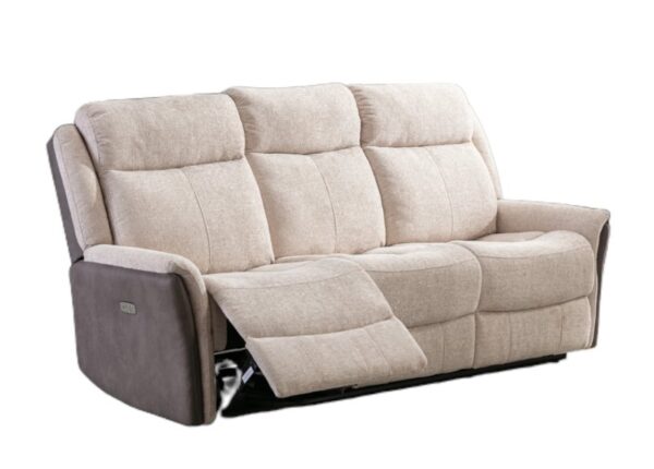 Treyton Electric 3 Seater Recliner Sofa Beige Fabric Upholstery to buy online UK and Ireland delivery or visit The Urban Company Newry