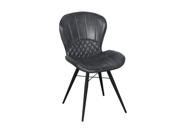 Amory Dining Chair Real Leather Dark Grey Upholstery at The Urban Company Newry