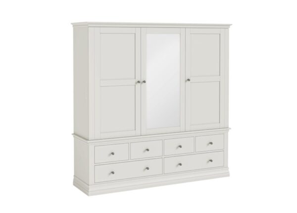 Bordeaux Triple Wardrobe with 6 Drawers Cotton Painted Pine at Urban Home Newry