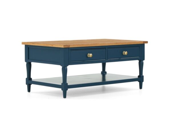 Chichester Coffee Table Navy Pine with Oak Top at Urban Home Newry