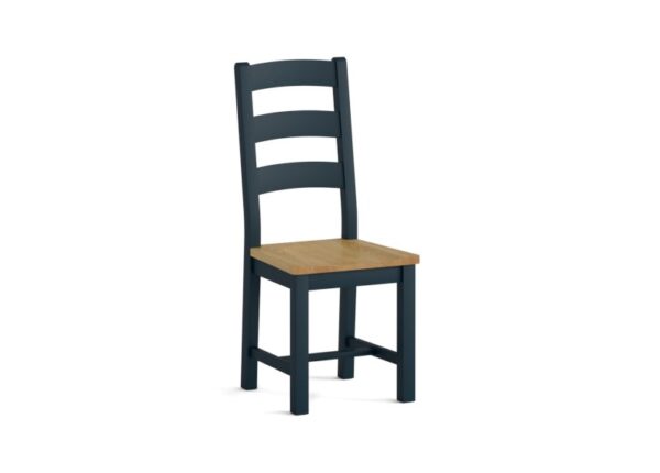 Chichester Dining Chair Ladder Back Oak Seat in Navy Pine at The Urban Company Newry