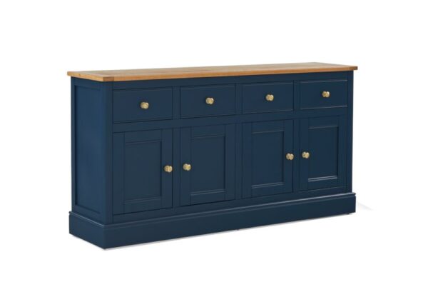 Chichester Extra Large 4 Door Sideboard Navy Pine with Oak Top at The Urban Company Newry