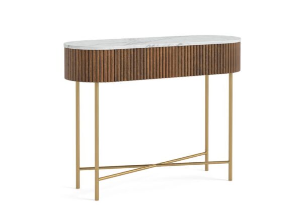 Harvard Console Table Coffee Brown Mango Wood and Marble Top at The Urban Company Newry - 2