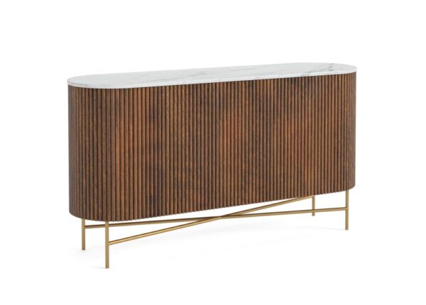 Harvard Large Sideboard 2 Door Coffee Brown Mango Wood Marble Top at Urban Home Newry