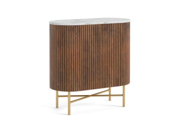 Harvard Mini Sideboard Coffee Brown Mango Wood Marble Top at The Urban Company Newry