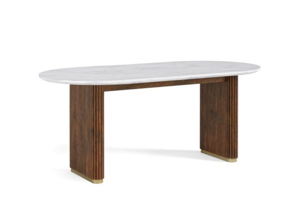 Harvard Oval Dining Table 1800mm Coffee Brown Mango Wood Marble Top at The Urban Company Newry