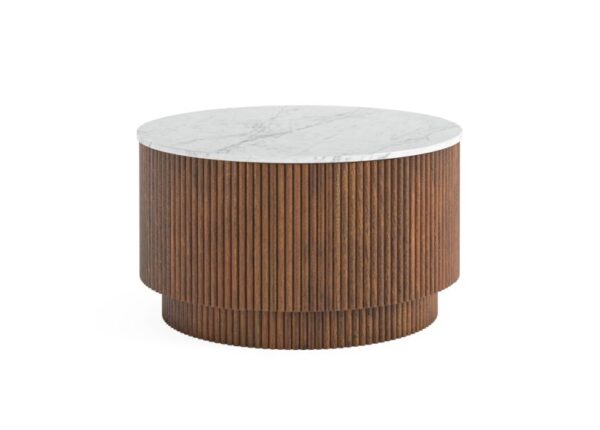 Harvard Round Coffee Table Coffee Brown Mango Wood Marble Top at Urban Home Newry