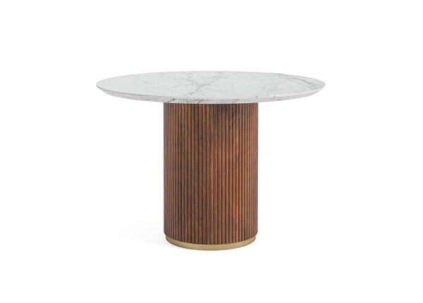 Harvard Round Dining Table 1200mm Coffee Brown Mango Wood Marble Top at The Urban Company Newry