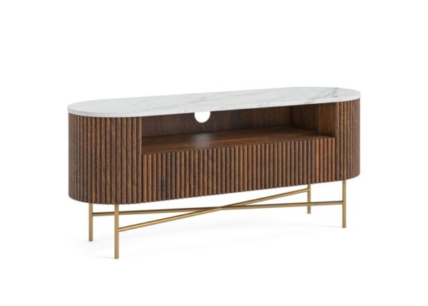 Harvard Small TV Unit Coffee Brown Mango Wood Marble Top at Urban Home Newry