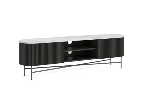 Lucas Large TV Unit Black Mango Wood Marble Top at Urban Home Newry