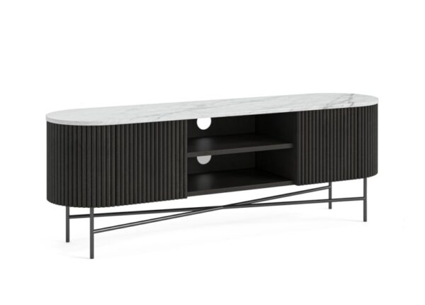 Lucas Medium TV Unit Black Mango Wood Marble Top at Urban Home Newry