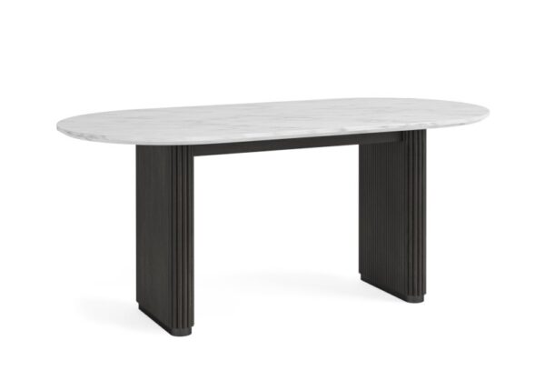 Lucas Oval Dining Table 1800mm Black Mango Wood Marble Top at The Urban Company Newry