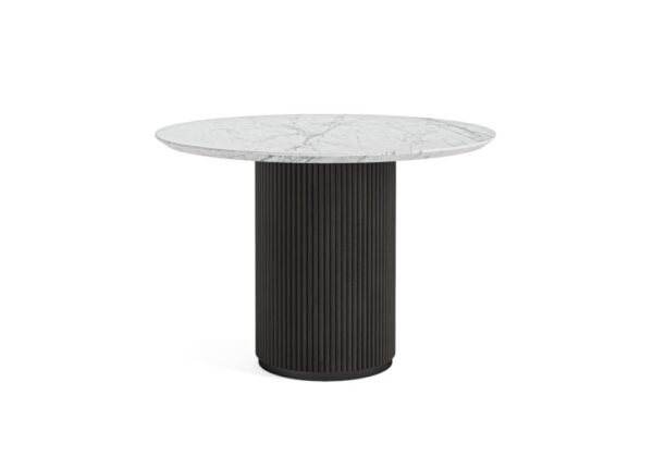 Lucas Round Dining Table 1200mm Black Mango Wood Marble Top at The Urban Company Newry