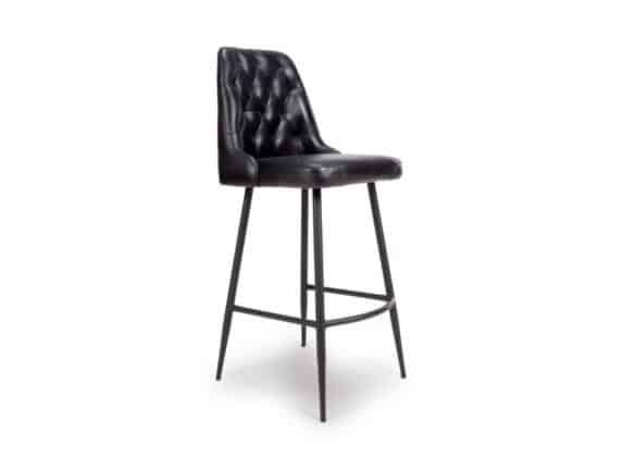 Bradley Bar Stool Black Leather Upholstery to buy online UK and Ireland delivery or visit The Urban Company Newry