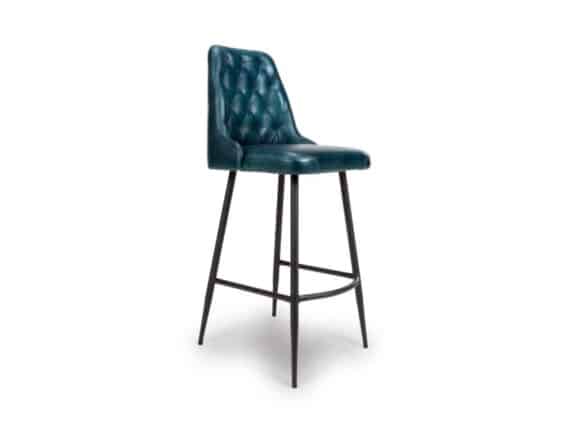 Bradley Bar Stool Blue Leather Upholstery to buy online UK and Ireland delivery or visit The Urban Company Newry