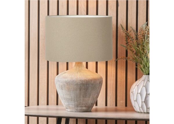 Manaia White Wash Textured Wood Table Lamp at The Urban Company Newry UK and Ireland delivery