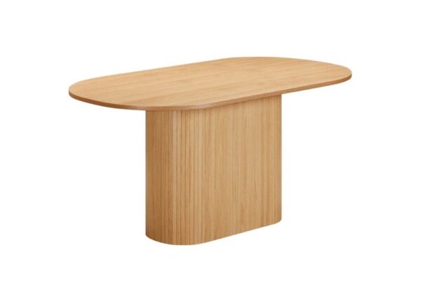 Vermont Oval Oak Finished Dining Table 1600mm Modern Design Panelled Pedestal Base at The Urban Company Newry UK and Ireland Delivery-new