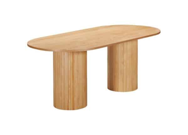 Vermont Oval Oak Finished Dining Table 2000mm Modern Design Panelled Pedestal Base at The Urban Company Newry UK and Ireland Delivery