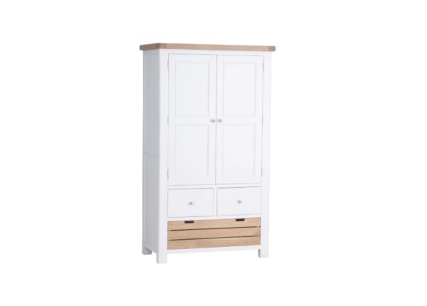 Chatsworth Double Larder Cabinet white painted pine with solid oak top at The Urban Company Newry UK and Ireland delivery