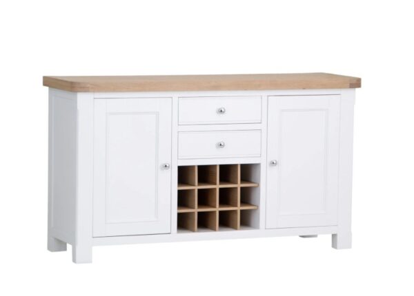 Chatsworth Large 2 Door Sideboard white painted pine with solid oak top at The Urban Company Newry UK and Ireland delivery