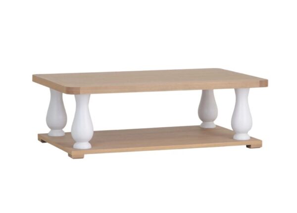 Large coffee table white painted pine with solid oak top at The Urban Company Newry UK and Ireland delivery