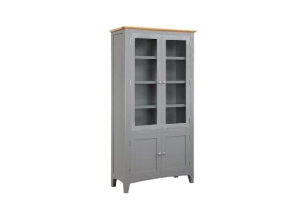 Rossmore High Display Unit Solid Oak in Slate Grey to buy online UK and Ireland delivery or visit The Urban Company Newry