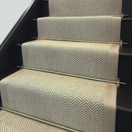 Seattle Stair Runner Ready Made with Herringbone Carpet and Sandstone Cotton Border at The Urban Company Newry UK and Ireland delivery - main