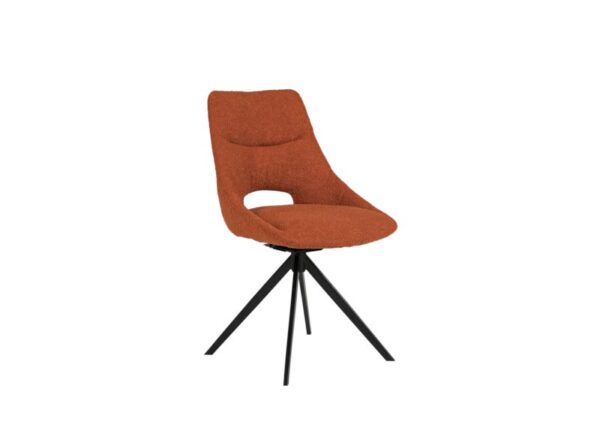 Barefoot Swivel Dining Chair with Rust Orange Boucle Fabric Upholstery at The Urban Company Newry UK and Ireland delivery