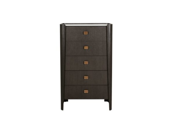 Vienna 5 Drawer Tall Chest of Drawers Ebony Finish with Sintered Stone Top at The Urban Company Newry UK and Ireland delivery