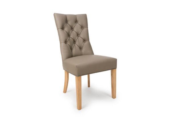 Eaton Taupe PU Faux Leather Upholstery Button Back Dining Chair at The Urban Company Newry buy online UK and Ireland delivery