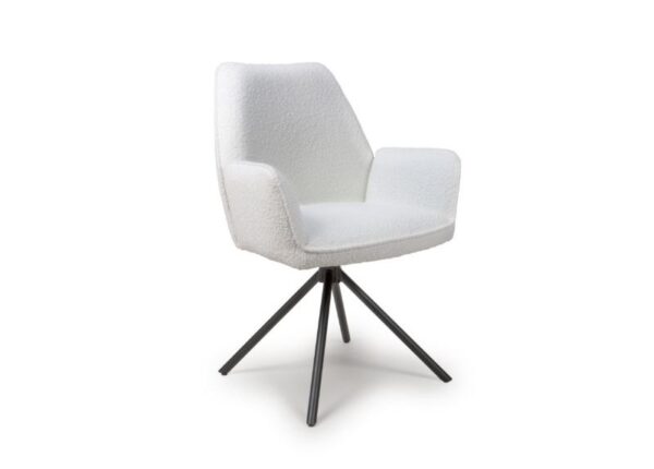 Uno Swivel Dining Chair with Ivory Boucle Fabric Upholstery at The Urban Company Newry UK and Ireland delivery