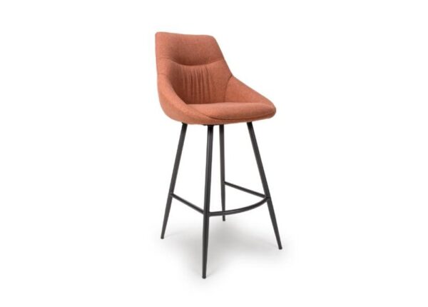 Boden Bar Stool Brick Orange Easy Clean Fabric on Black Powder Coated Legs at The Urban Company Newry UK and Ireland delivery