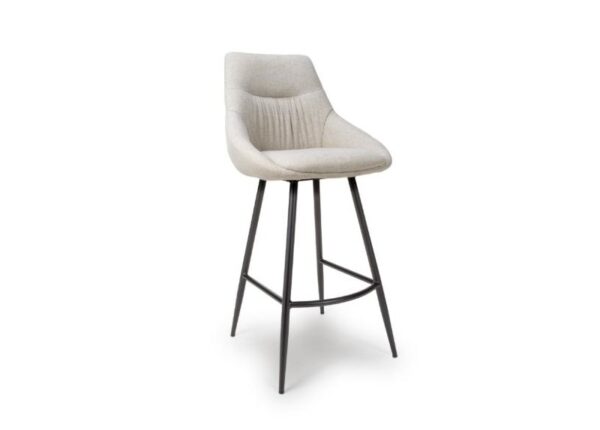 Boden Bar Stool Neutral Easy Clean Fabric on Black Powder Coated Legs at The Urban Company Newry UK and Ireland delivery