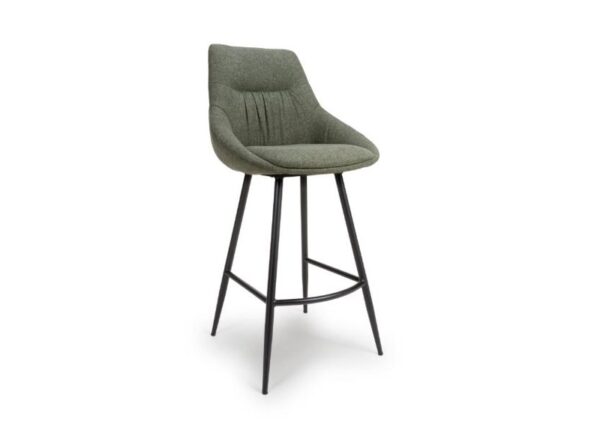 Boden Bar Stool Sage Green Easy Clean Fabric on Black Powder Coated Legs at The Urban Company Newry UK and Ireland delivery