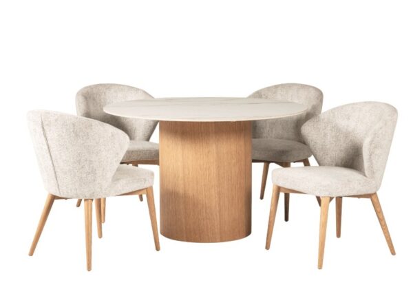 Evie Round Dining Table Sintered Stone Table Top at The Urban Company Newry buy online UK and Ireland delivery - with matching chairs