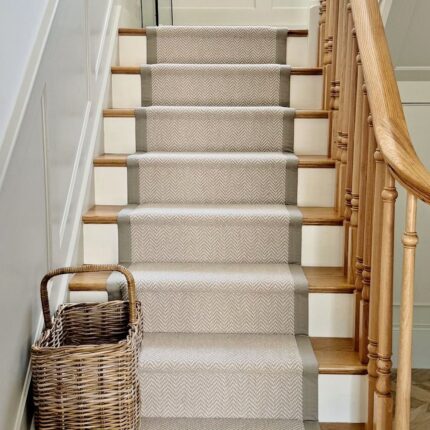 The Dakota Herringbone Stair Runner with Cotton Border supplied and fitted Northern Ireland and Ireland at Urban Flooring Newry - main