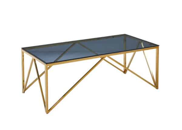 Allure Coffee Table Gold Metal with Smoked Glass Top at The Urban Company Newry buy online UK & Ireland delivery