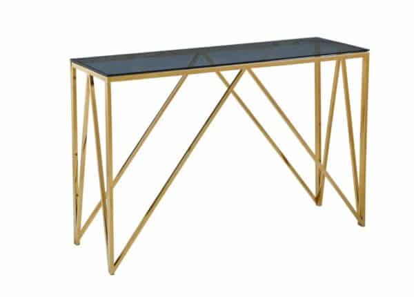 Allure Console Table Gold Metal with Smoked Glass Top at The Urban Company Newry buy online UK & Ireland delivery