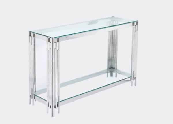 Belini Console Table Modern Stainless Frame with Clear Glass Tops at The Urban Company Newry buy online UK and Ireland delivery (1)