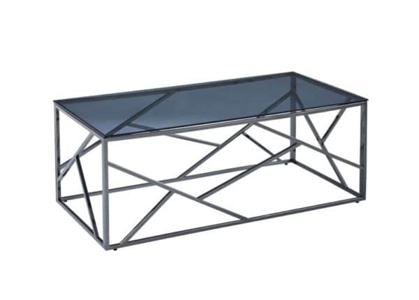 Cortez Coffee Table with Titanium Frame and Smoked Glass Top at The Urban Company Newry buy online UK and Ireland delivery