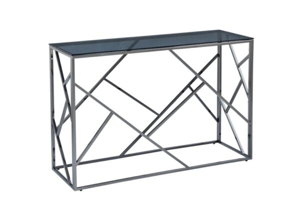 Cortez Console Table with Titanium Frame and Smoked Glass Top at The Urban Company Newry buy online UK and Ireland delivery