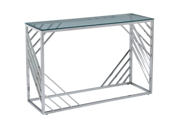 Serene Console Table Stainless Steel with Clear Glass Top at The Urban Company Newry buy online Uk and Ireland delivery