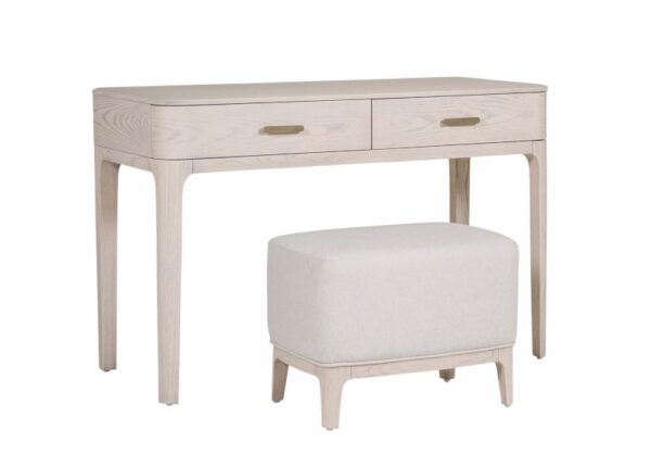 Zahra Dressing Table Stool with Fabric Seat in Parisian Cream Textured Finish at The Urban Company Newry buy online UK and Ireland delivery - with table